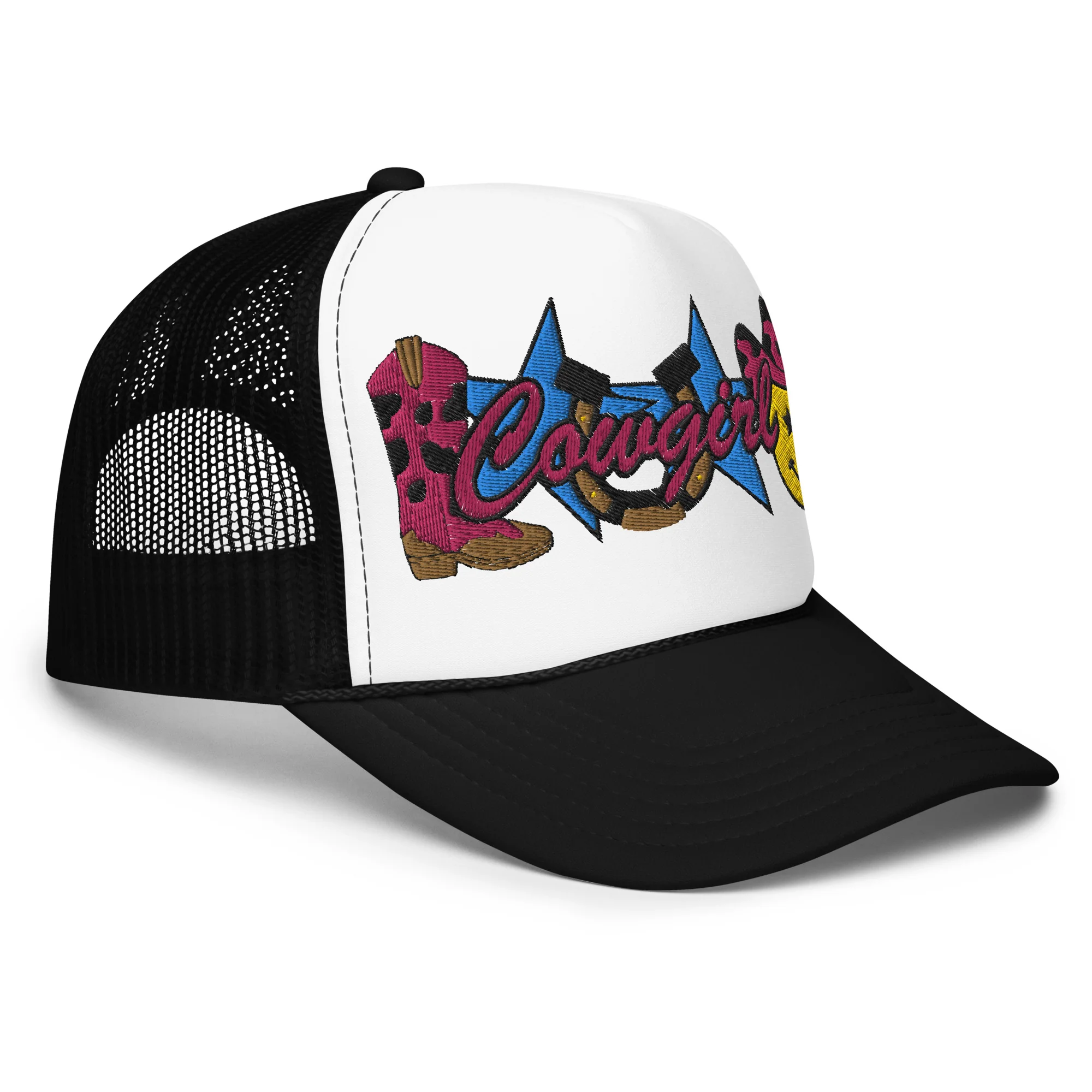Cowgirl Embroidered Patches Otto Foam Trucker Hat - Image 19