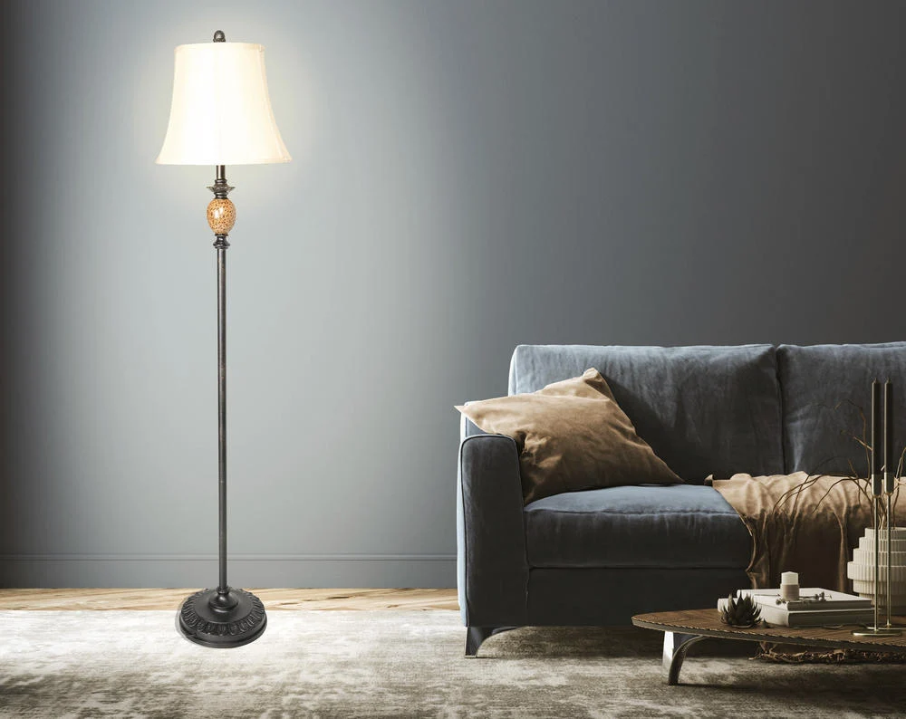 Decor Therapy Mae 1-Light Bronze and Marble Floor Lamp