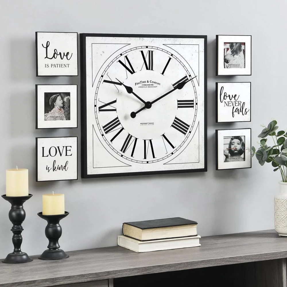FirsTime & Co. Love Frame Gallery & Wall Clock 7-Piece Set