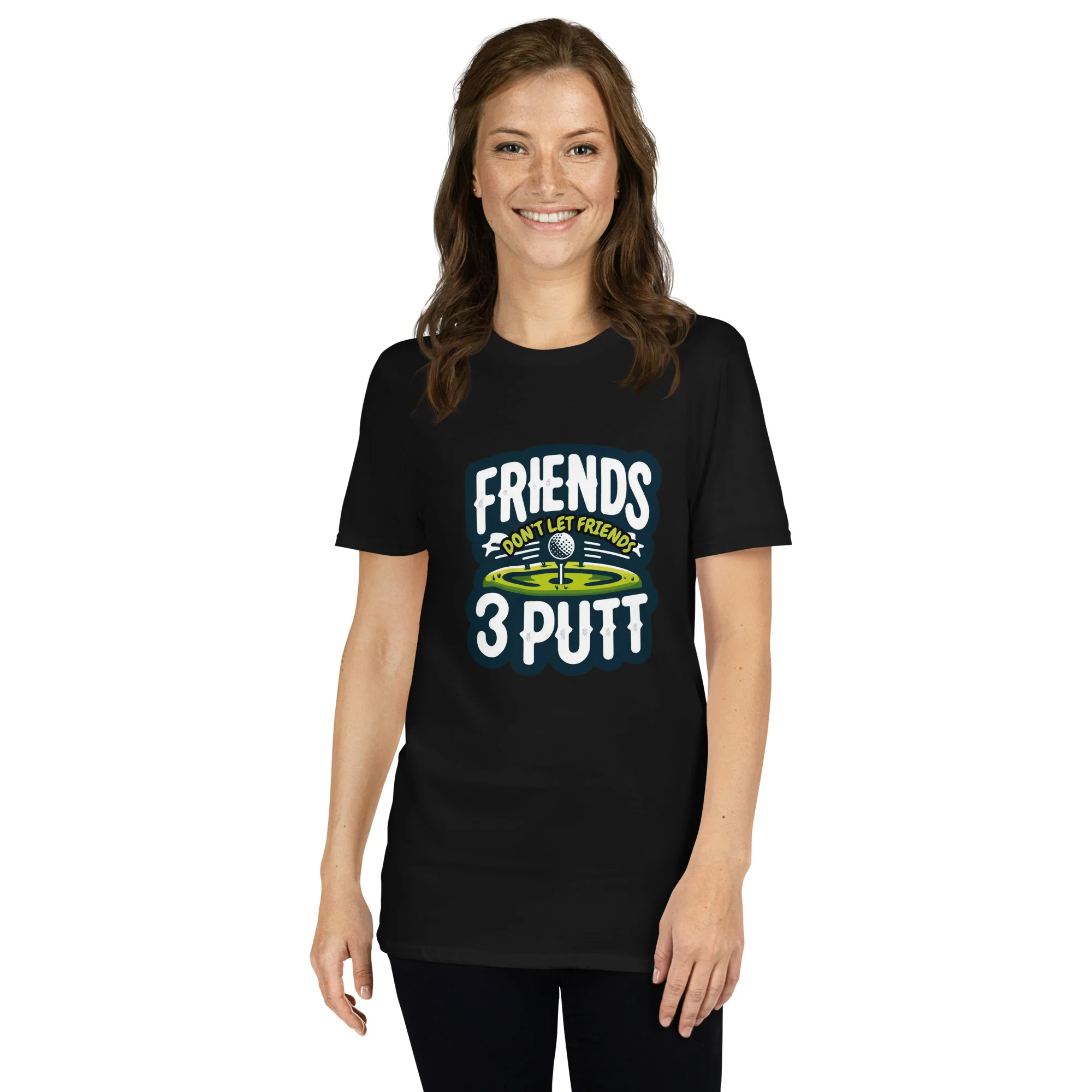 Friends Don't Let Friends 3 Putt Funny Golf Graphic Short-Sleeve Unisex T-Shirt - Image 3