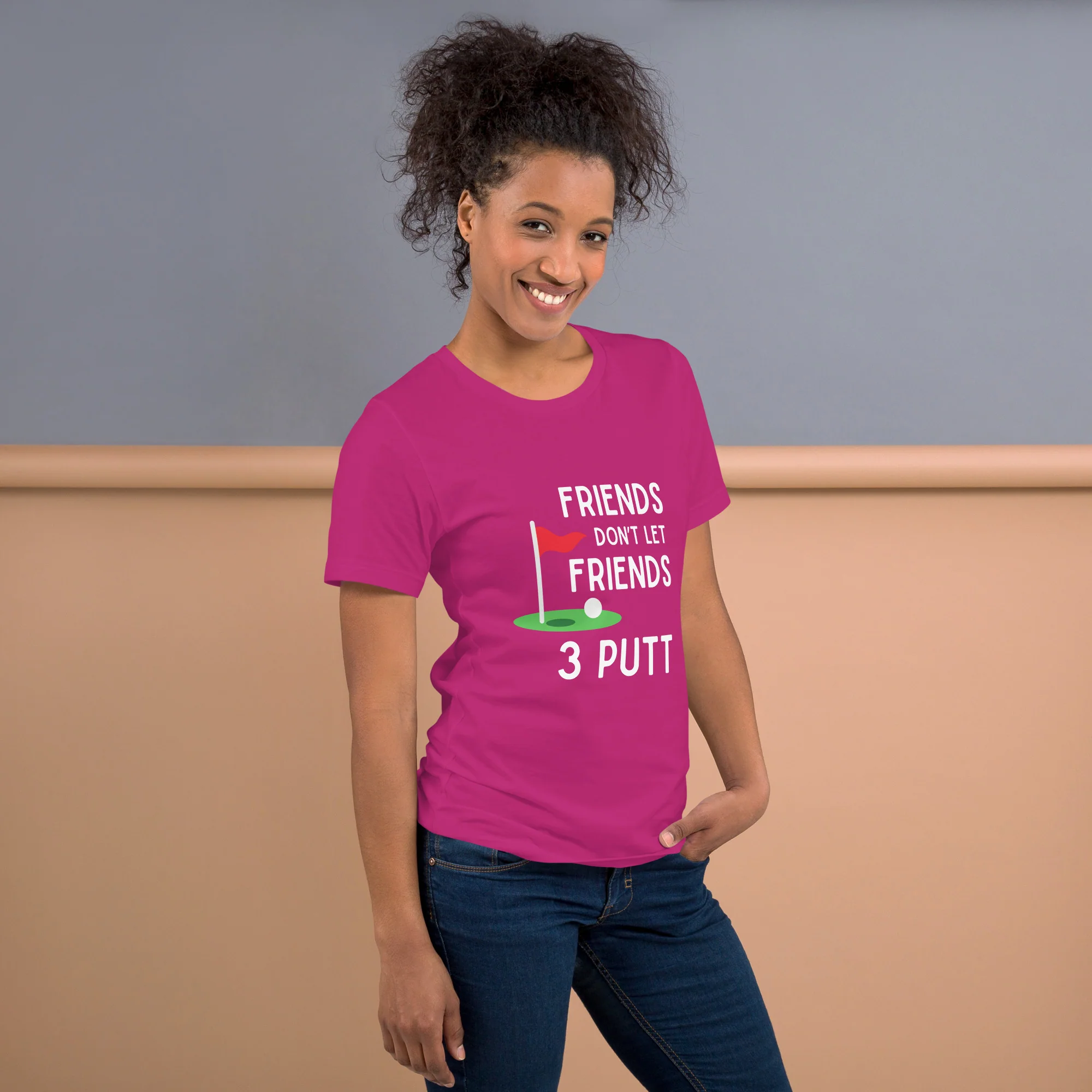 Funny Golf Shirt: Friends Don't Let Friends 3 Putt Unisex Short Sleeve Tee - Image 2
