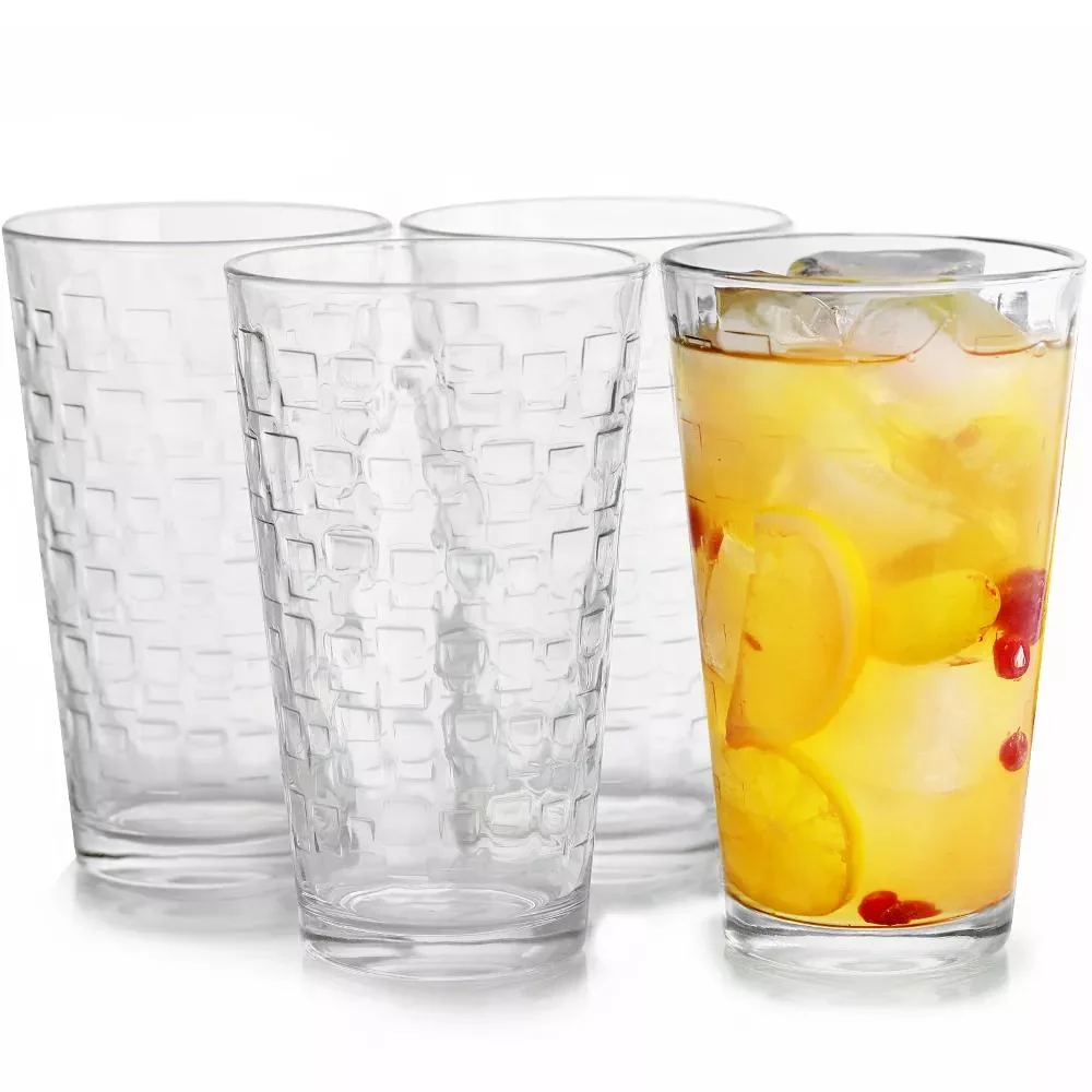 Gibson Home 16 oz. Square Embossed Glass Tumbler Set - 4 Pack - Image 2
