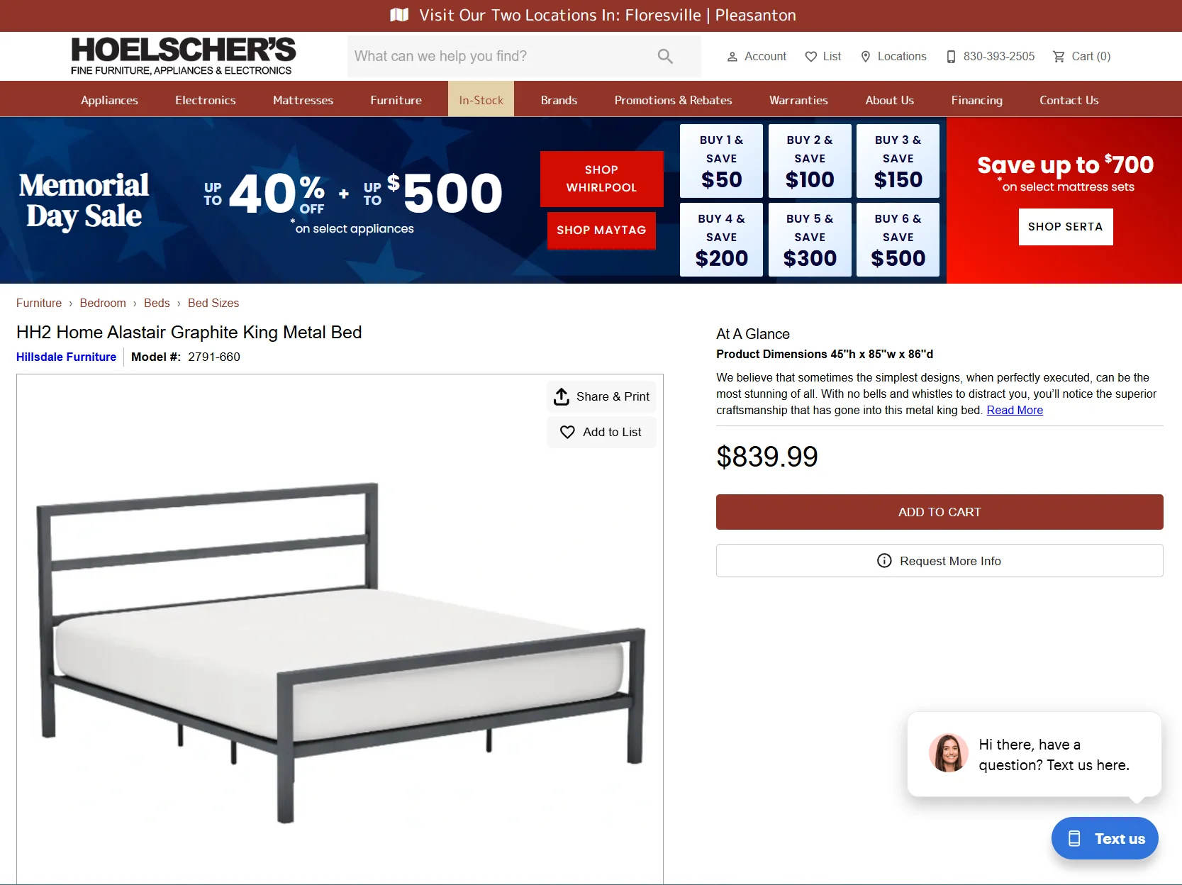 Hillsdale Furniture Alastair Metal King Bed Frame - Image 4
