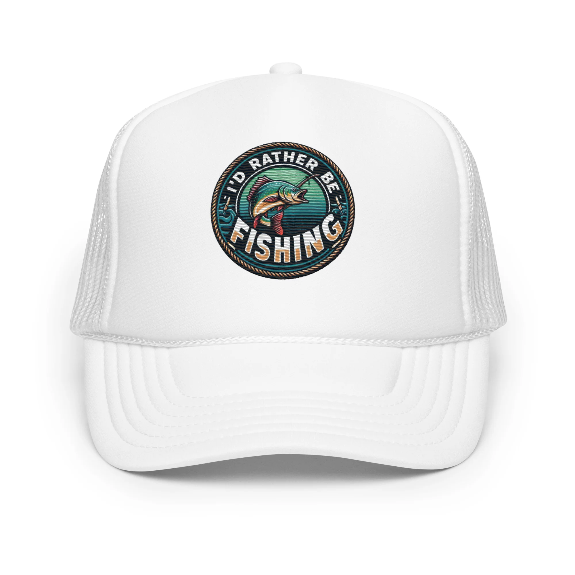 I'd Rather Be Fishing Embroidered Patch Otto Foam Trucker Hat - Image 22