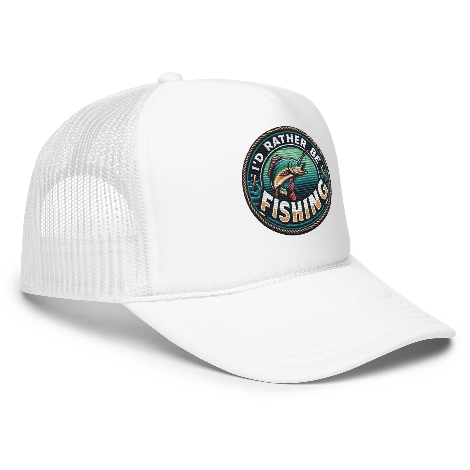 I'd Rather Be Fishing Embroidered Patch Otto Foam Trucker Hat - Image 24