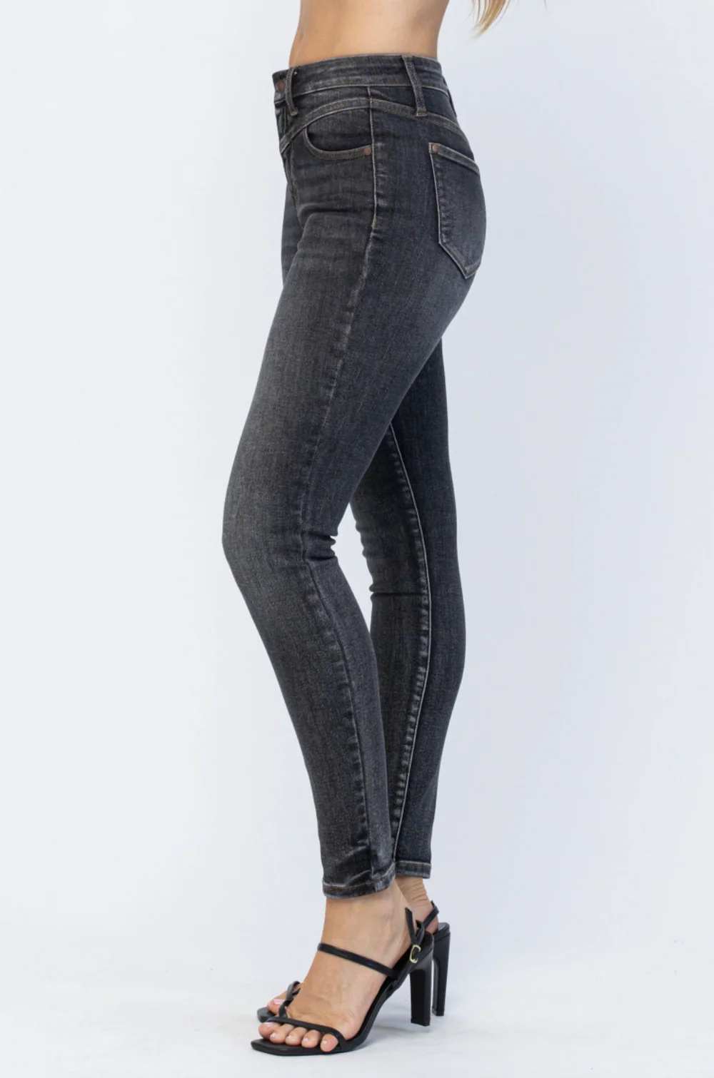Judy Blue High Waist Vintage Black Yoke Skinny Jeans 88287 - Image 3