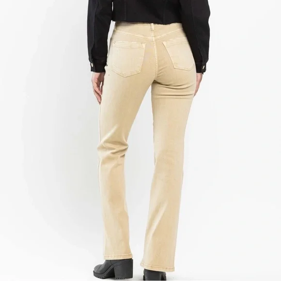 Judy Blue Mid-Rise Garment Dyed Khaki Slim Bootcut Jeans 88504 - Image 5