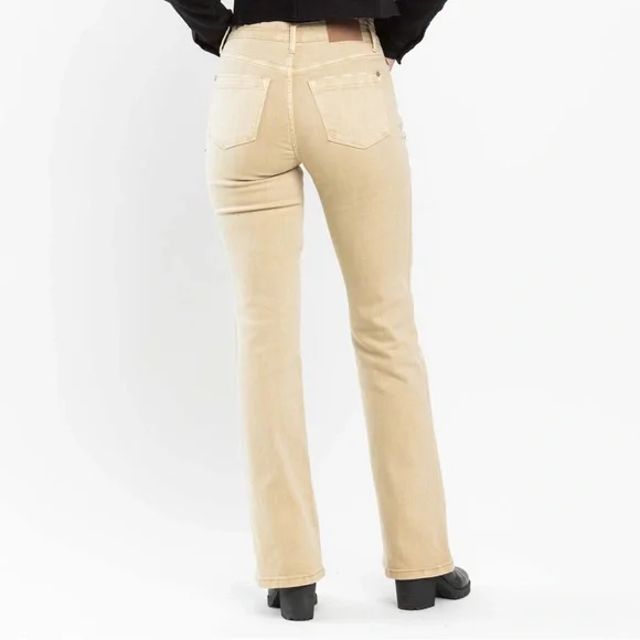 Judy Blue Mid-Rise Garment Dyed Khaki Slim Bootcut Jeans 88504 - Image 6