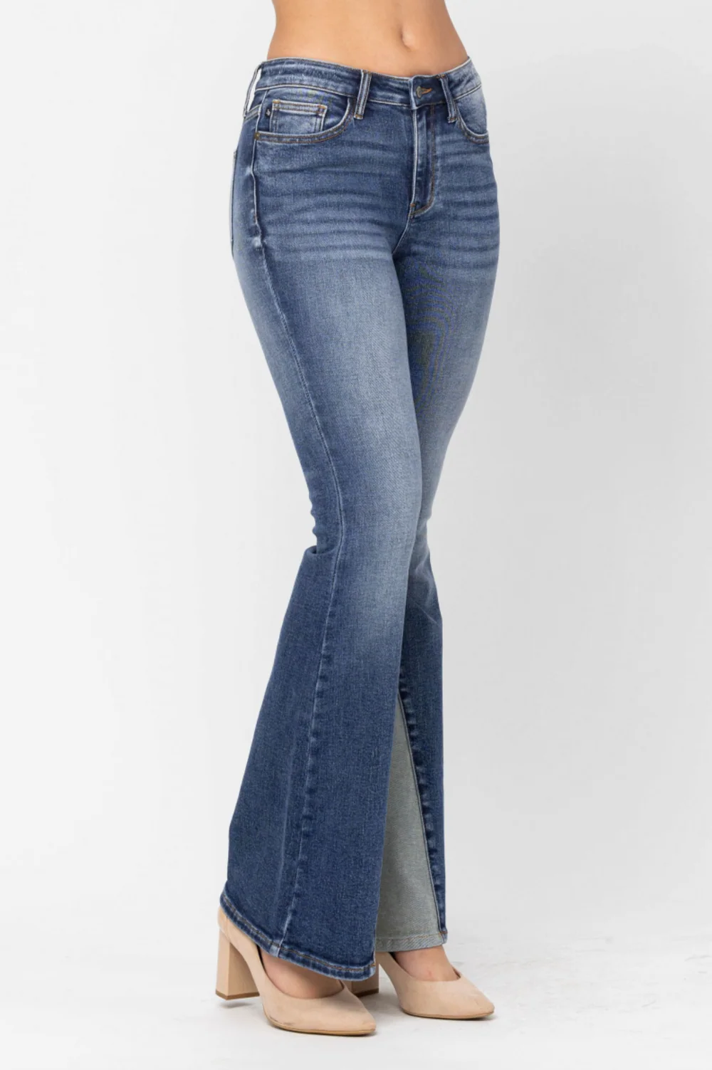 Judy Blue Midrise Inseam Panel Flare Jeans 88524 - Image 5