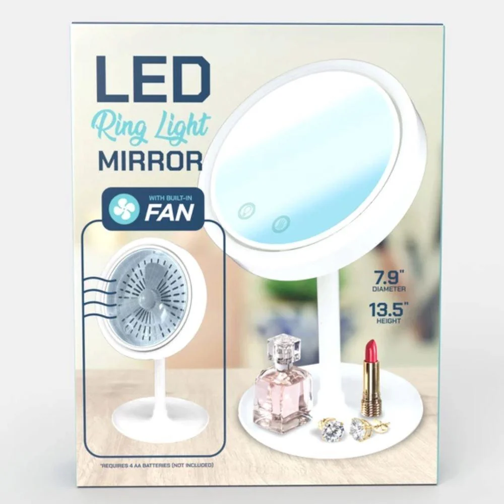 Light-Up LED Ring Light Mirror with Fan - Image 3
