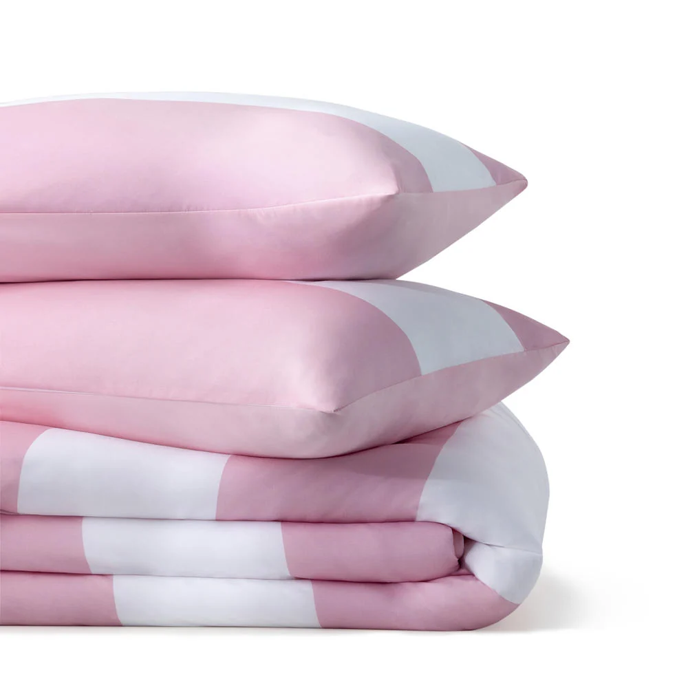 Linenspa All-Season Reversible Down Alternative Oversized Queen Comforter – Pink Rugby Stripes - Image 2