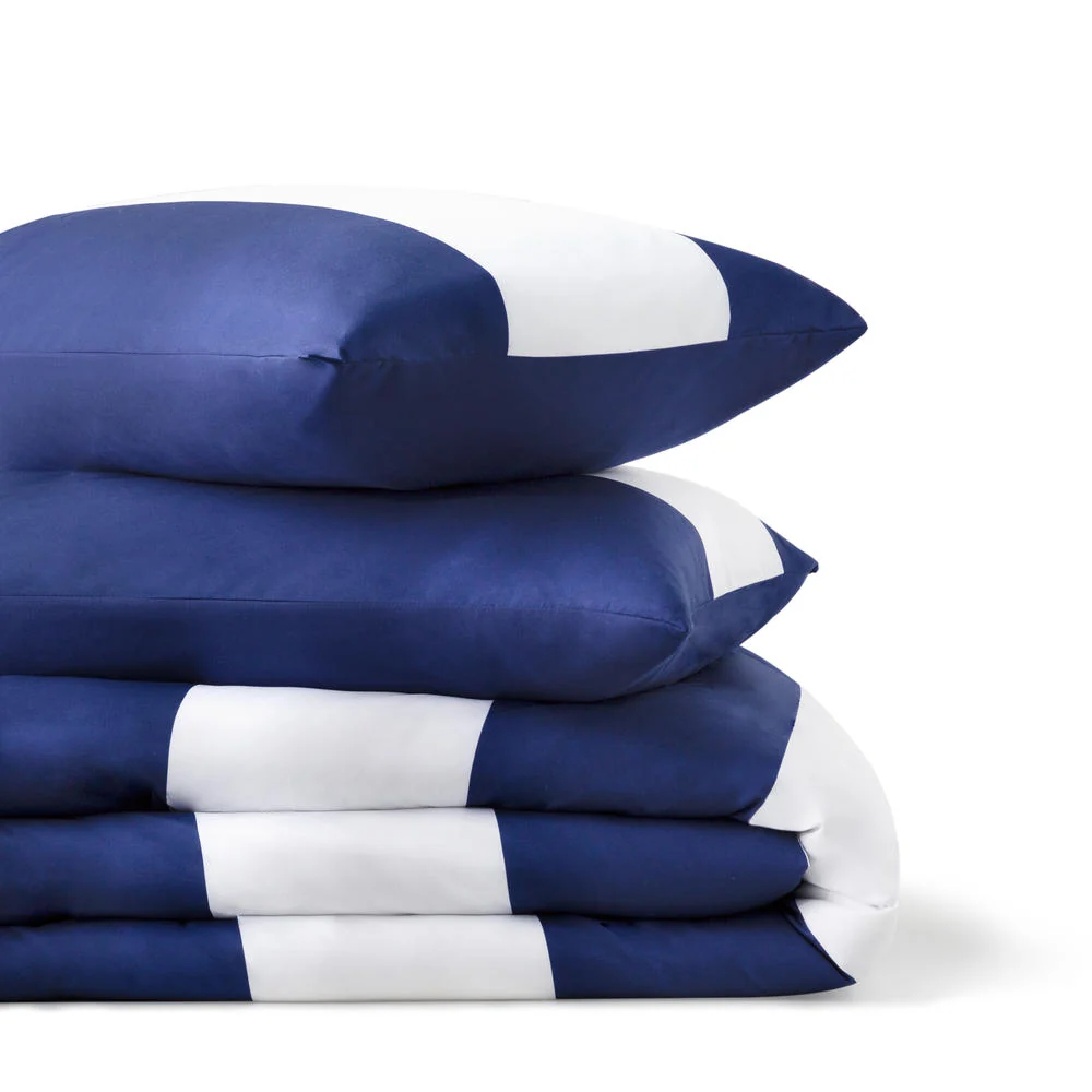 Linenspa All-Season Reversible Down Alternative Full/Double Comforter Set – Blue Rugby Stripes - Image 2