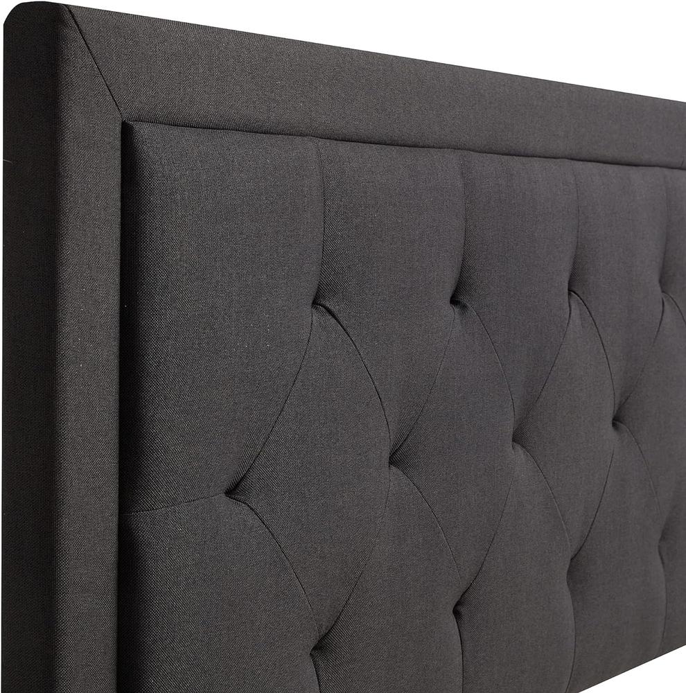 LUCID Upholstered Queen Platform Bed Frame with Headboard - Charcoal - Image 4
