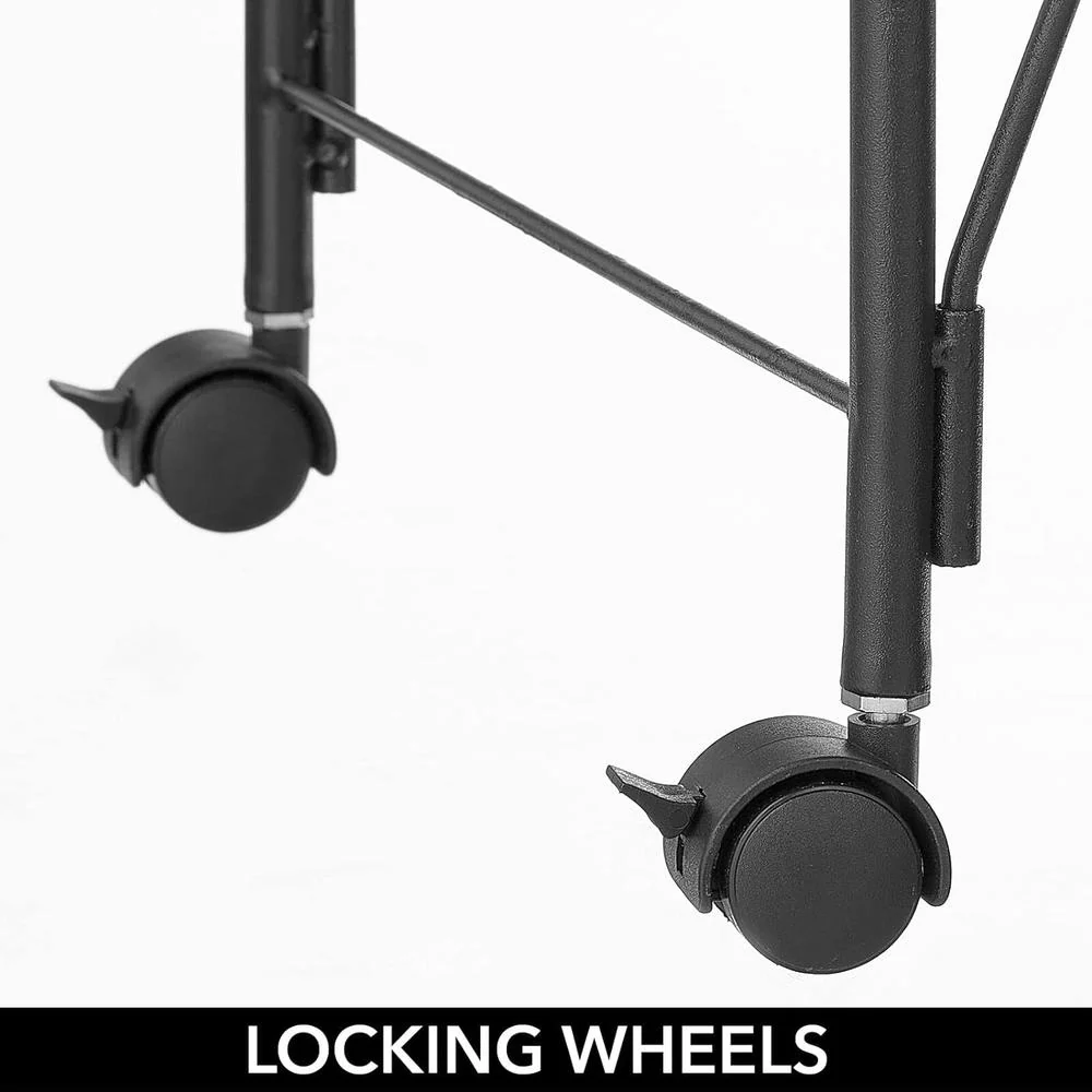 mDesign Steel 2-Tier Rolling Utility Cart with Wire Storage Basket - Matte Black - Image 3