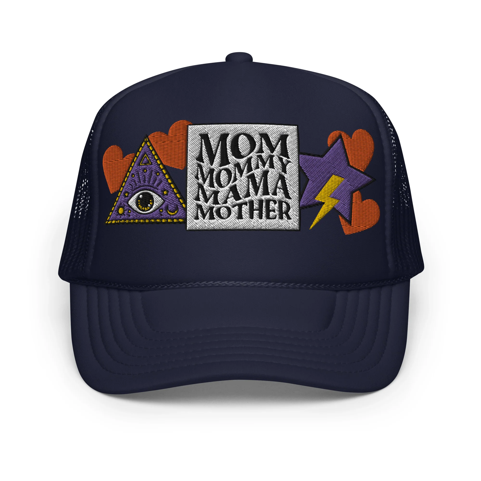 Mom Mommy Mama Mother Embroidered Patches Otto Foam Trucker Hat - Image 4