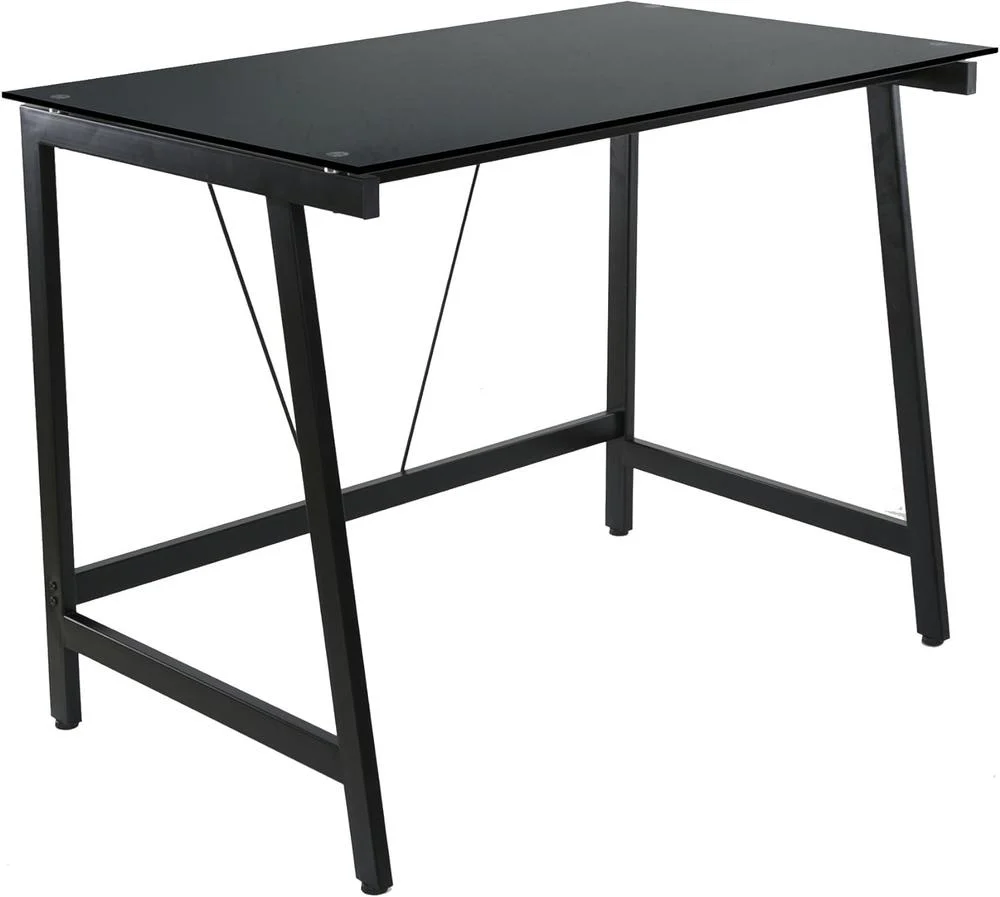 OneSpace Contemporary Black Glass Writing Desk - Image 2