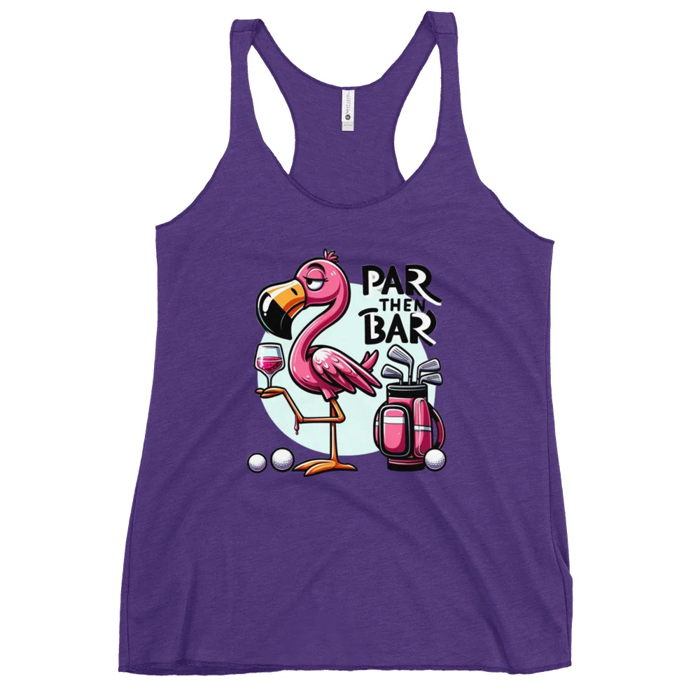Par Then Bar Women's Racerback Tank: Funny Golf Printed Tank Top - Image 4