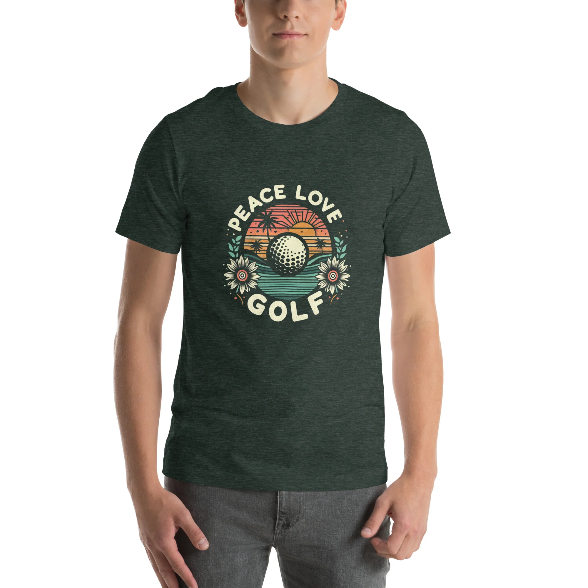 Peace Love Golf Printed T-Shirt: Peace Love Golf Unisex Short Sleeve Tee - Image 9