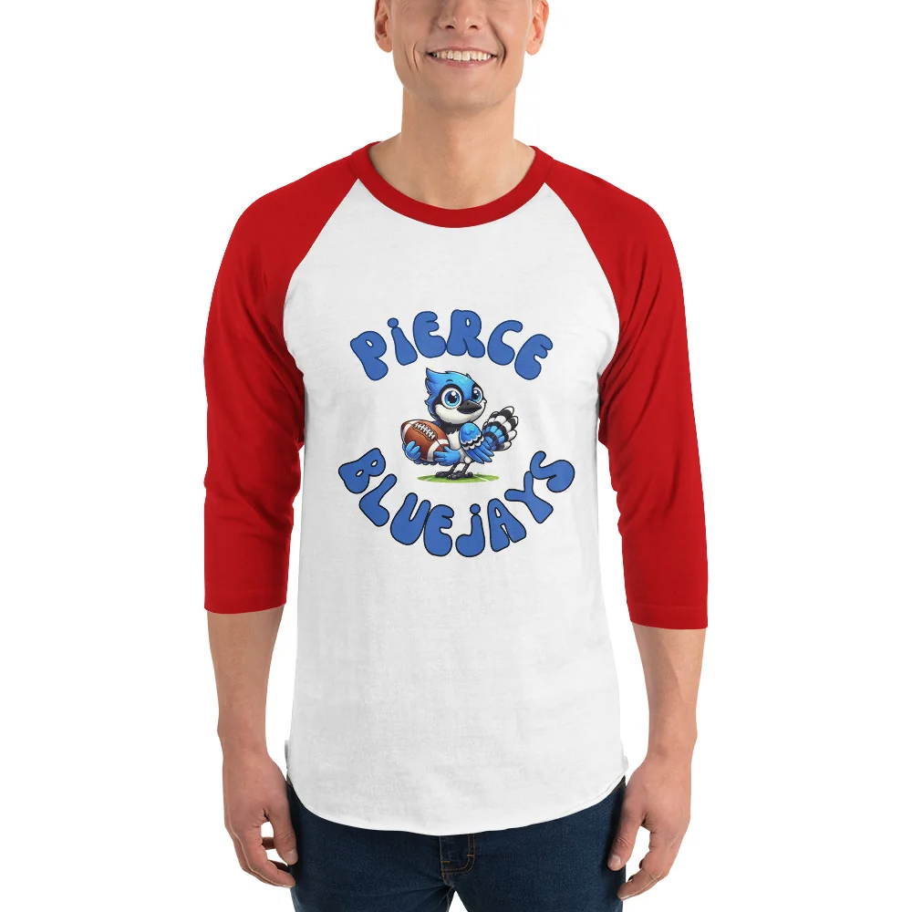 Pierce Bluejays Retro Football 3/4 Sleeve Raglan Shirt - Image 8