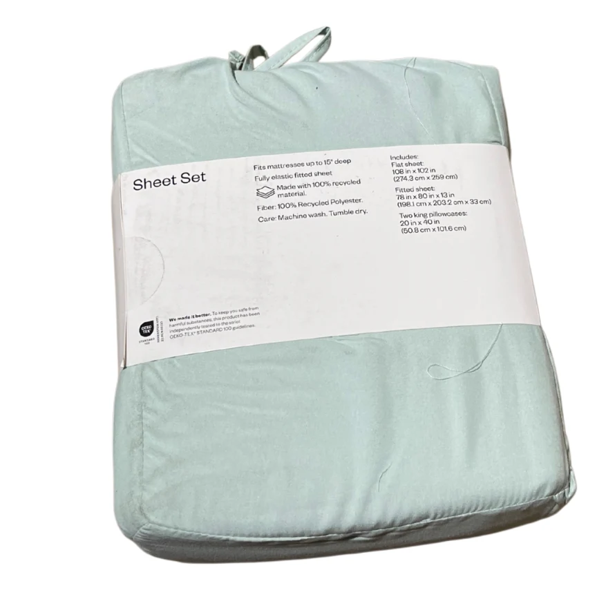 Room Essentials Solid Microfiber Sheet Set, King, Mint - Image 2