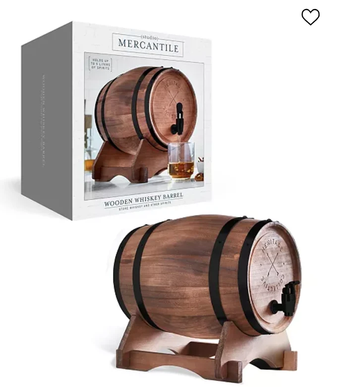 Studio Mercantile Miniature Wood Whiskey Barrel Dispenser