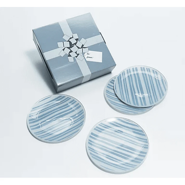 Temptations Stripe 8" Glass Dessert Plates - Set of 8 - Image 2